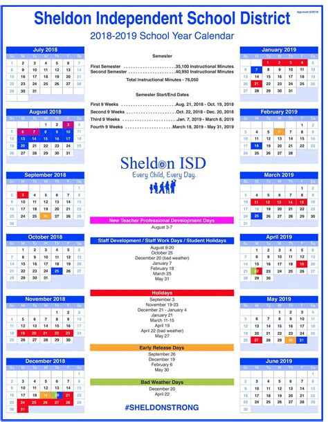 Sheldon ISD Academic Calendar