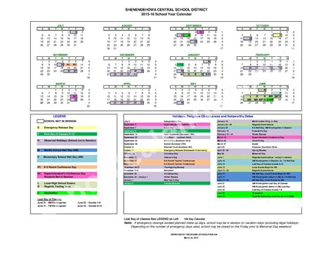 Shenendehowa Calendar Structure