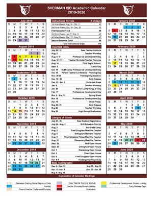 Sherman ISD Calendar Image 1