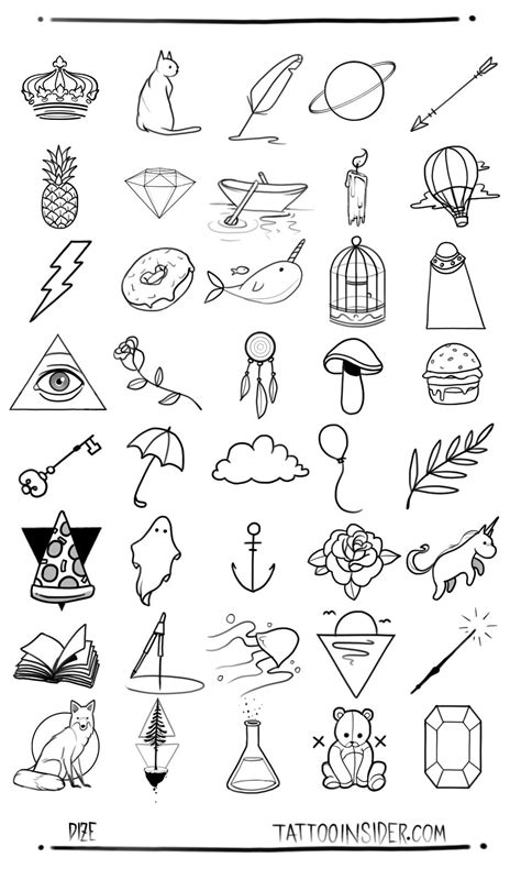 Simple tattoo ideas for different body parts, including wrists, ankles, and shoulders