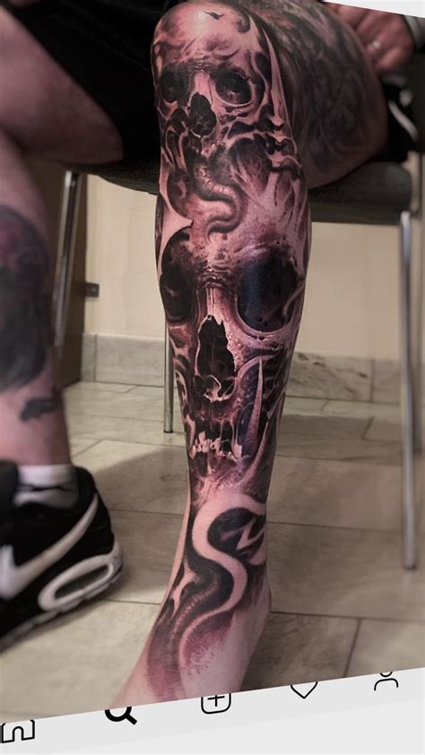 Skull leg tattoos