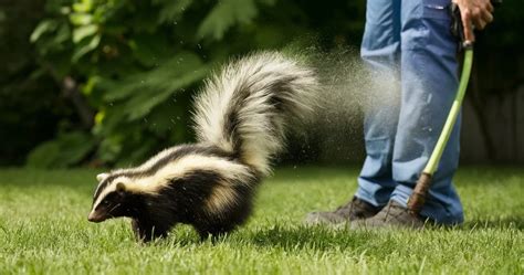 A skunk spraying its defense mechanism