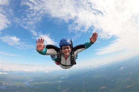 A skydiver in mid-air