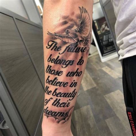 Tattoo sleeve incorporating meaningful quotes