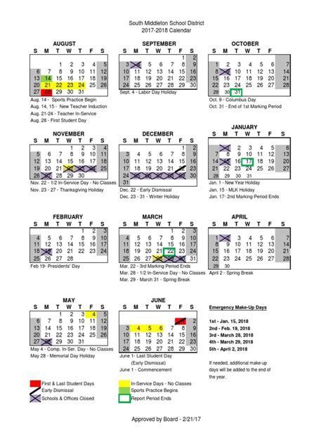 SMSD Calendar Structure