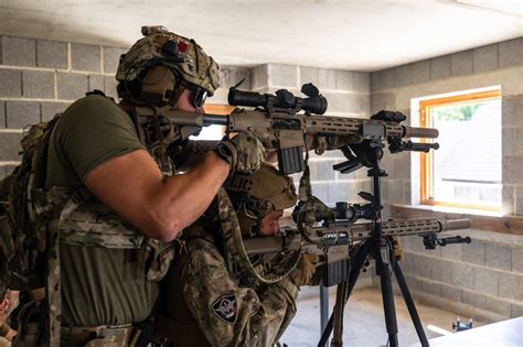 A sniper in an urban environment during a training exercise