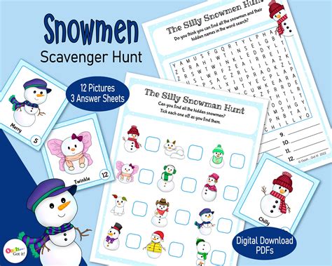 Snowman Scavenger Hunt and Treasure Hunt