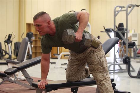 Soldiers exercising in gym