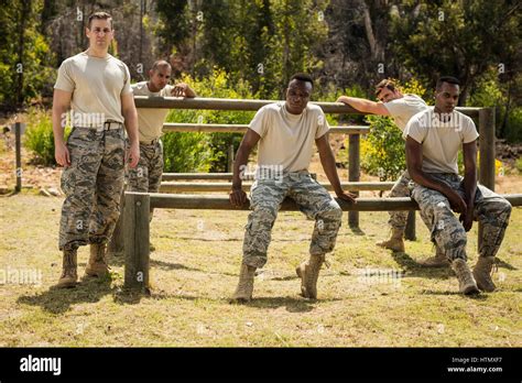 Soldiers Relaxing After Exercise