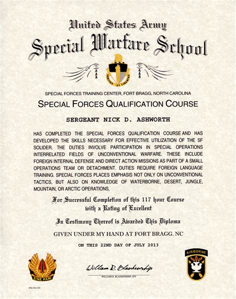 Special Forces Certification and Qualification