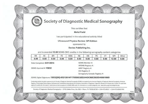 Specialized Sonography Certifications