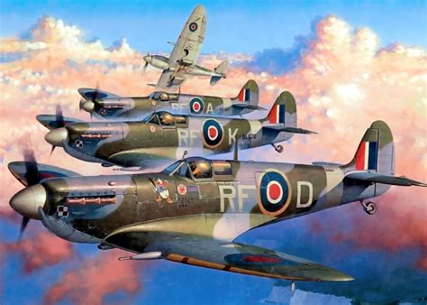 Spitfires flying in formation