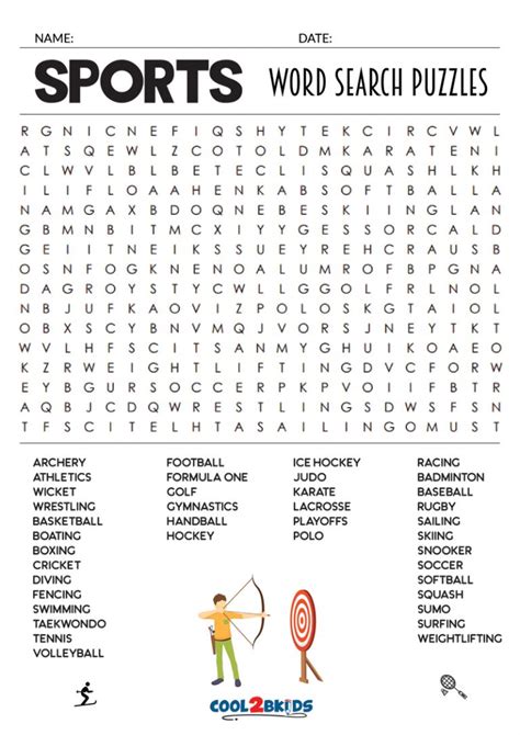 Sports Word Searches for Kids