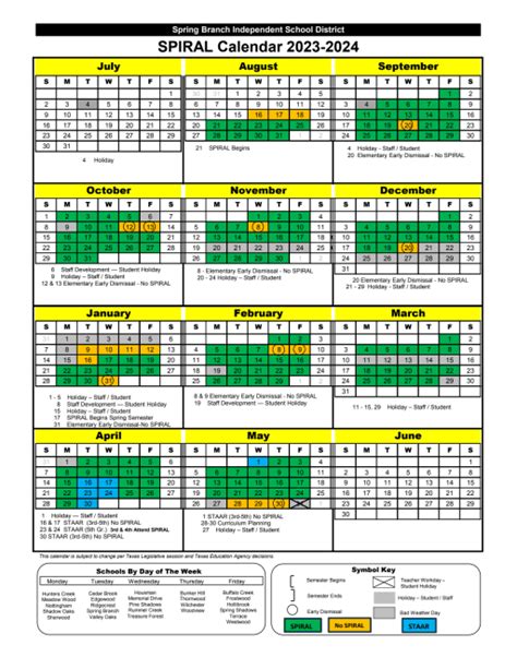 Spring Branch ISD Calendar Image 1