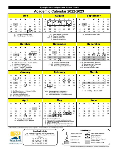 Spring Branch ISD Calendar Image 4