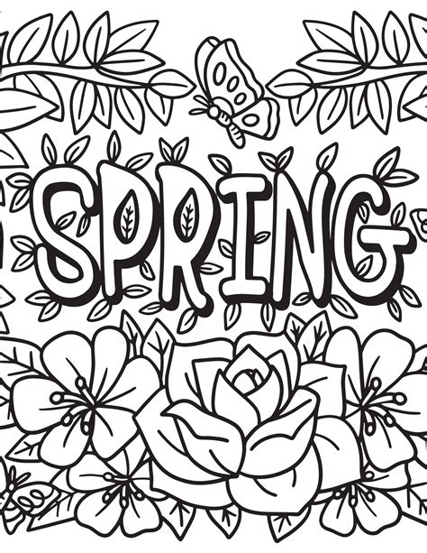 Spring coloring pages for relaxation