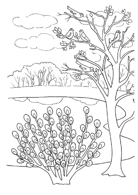 Spring landscape coloring pages