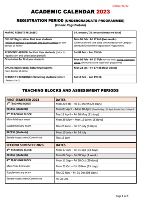 SPU Academic Calendar