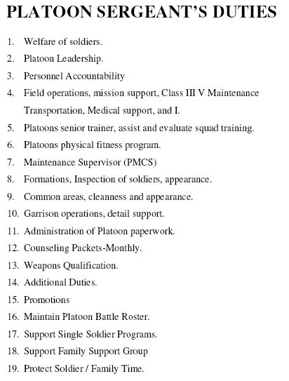 Staff Sergeant Special Duty Assignments