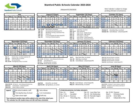 Stamford High School Calendar