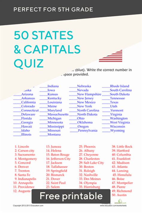 States and Capitals Quiz