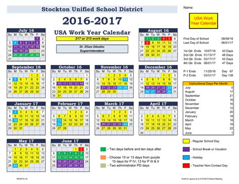 Stockton Unified Calendar Features