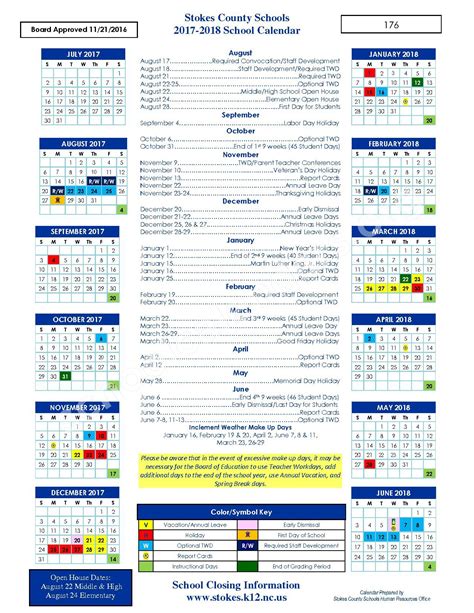 Stokes County Schools Calendar Image 1