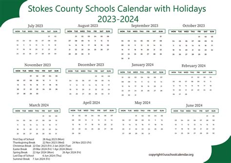 Stokes County Schools Calendar Image 2