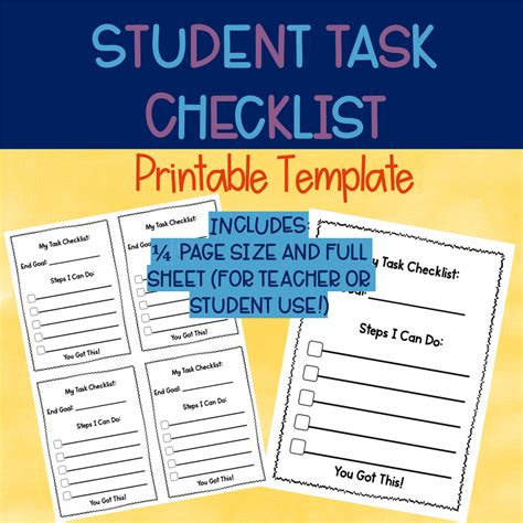 Student task list templates