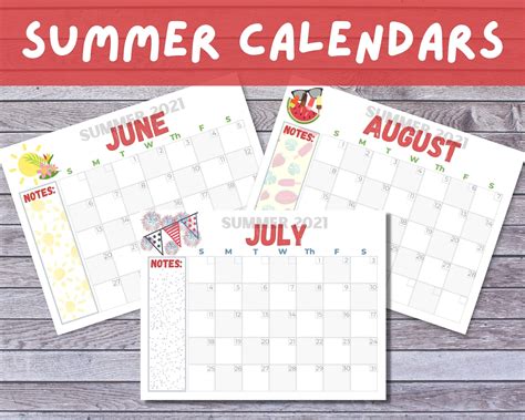 Summer calendar benefits