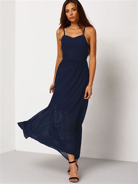 Description of Summer Navy Blue Gown