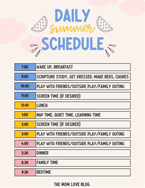 Creating a summer schedule image