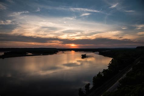 Sunset over the Mississippi River