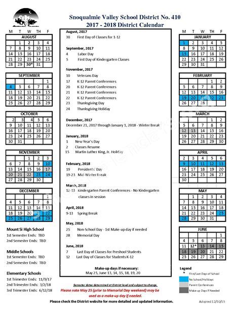 SVSD School Calendar Image 1