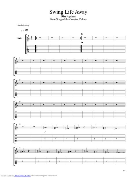 Swing Life Away Guitar Tab