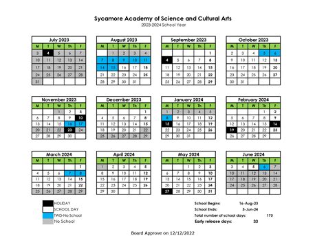 Sycamore Schools Calendar Progress Tracking