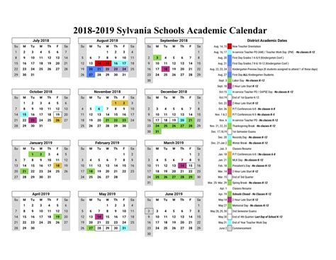 Sylvania Schools Calendar Overview