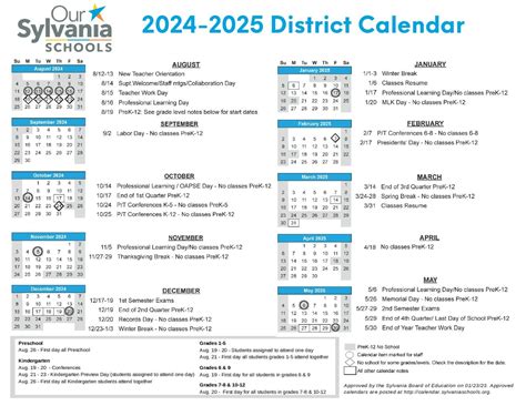 Sylvania Schools Calendar Image 6