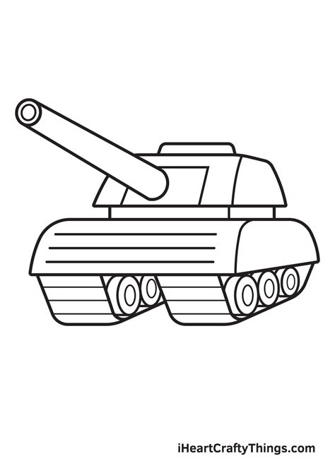 Tank drawing with bold lines and shading