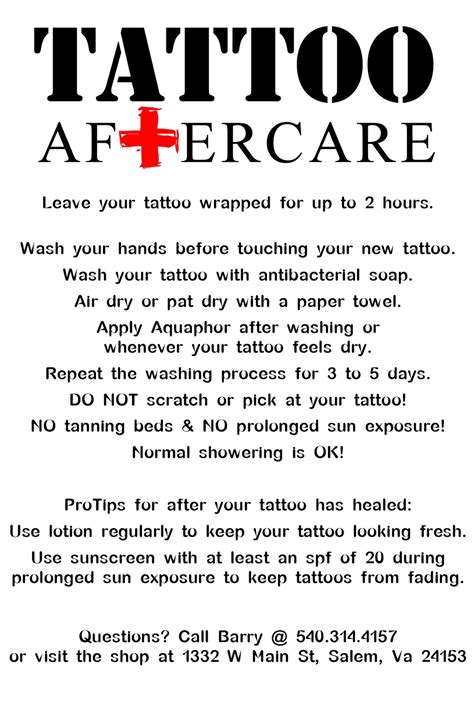 Tattoo aftercare instructions