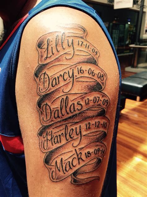 Tattooing children's names on parents' skin