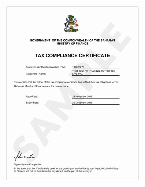 Description of Tax Certification