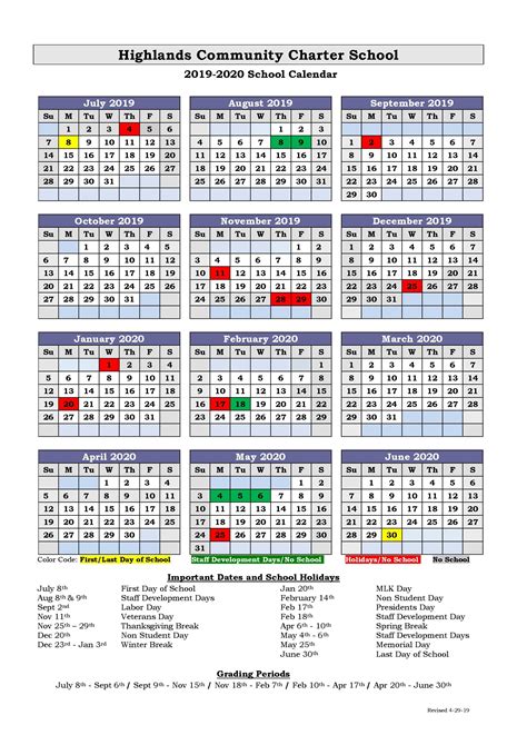 TCNJ Calendar Layout