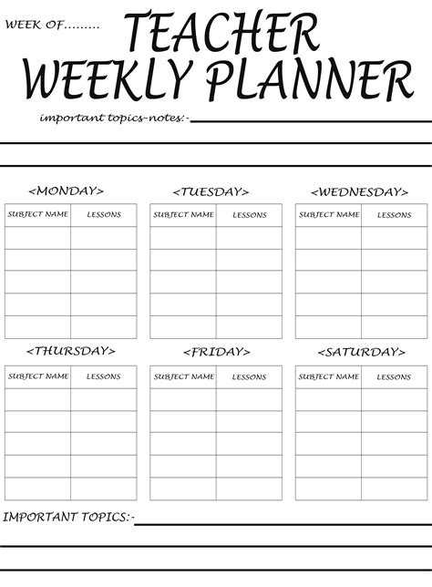 Teacher Planning Calendar