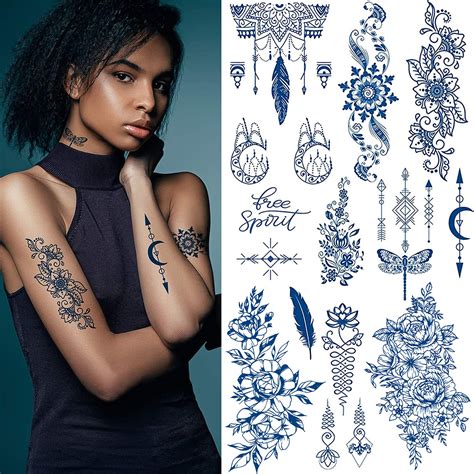 A variety of temporary tattoo designs