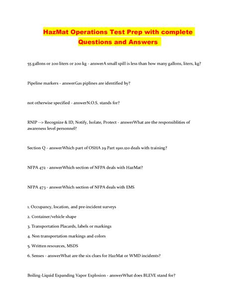 Resources for Test Questions and Answers