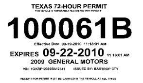 Texas 144-hour permit example 1