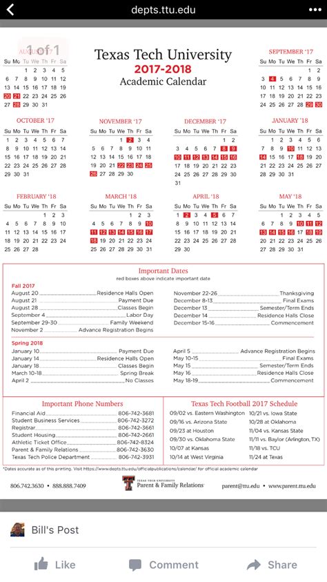 Texas Tech calendar tips