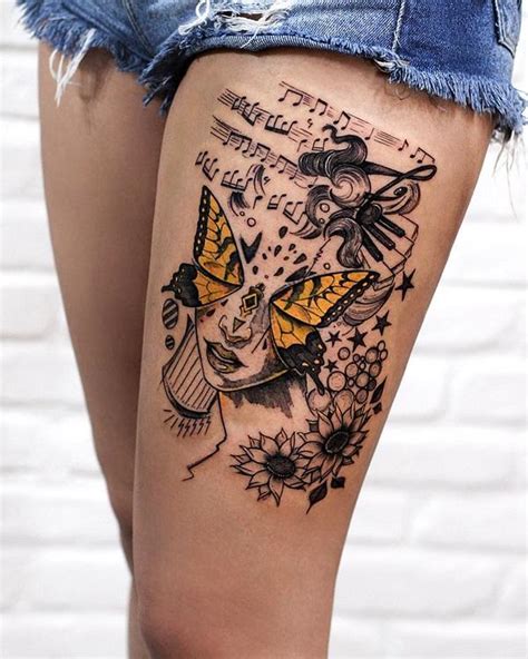 Thigh tattoo placement and size