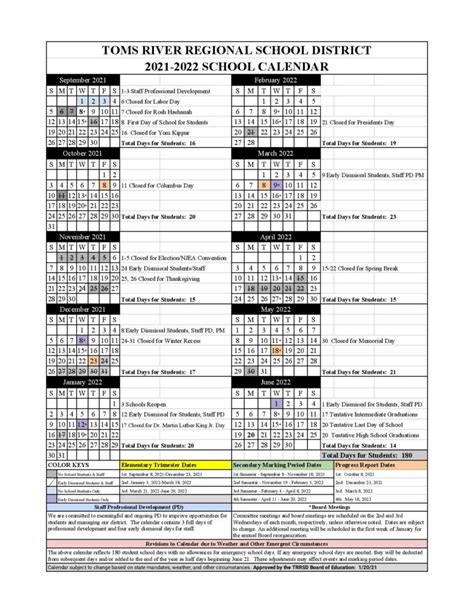 Toms River School District Calendar Image 6